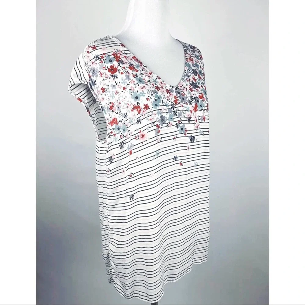 Caslon Nordstrom White Floral XS Blouse - Picture 3 of 8